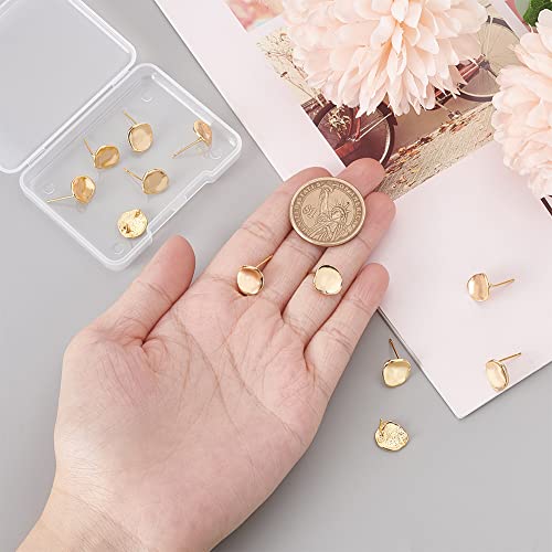 BENECREAT 12PCS 18K Gold Plated Earring Studs with Vertical Loops, 40Pcs Plastic Ear Nuts for DIY Jewelry Making - color: Round