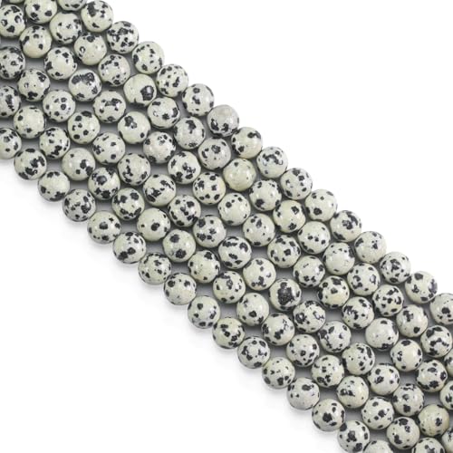 Natural Dalmatine Beads 6mm Round Stone Beads for DIY Bracelets Necklace Earrings Making 60pcs - color: Dalmatine, size: 6mm