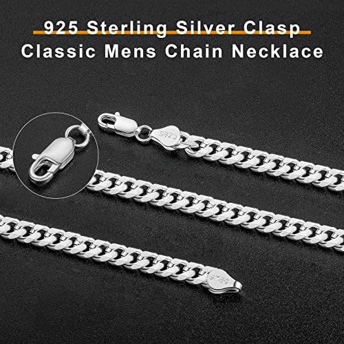 OCHCOH 925 Sterling Silver Clasp 3mm3.5mm4mm5mm7mm Cuban Link Chain Necklace for Men Diamond Cut Silver Chain Necklace for Women 16 18 20 22 24 26 28 30 Inch - size: 18 Inch, style: 7mm