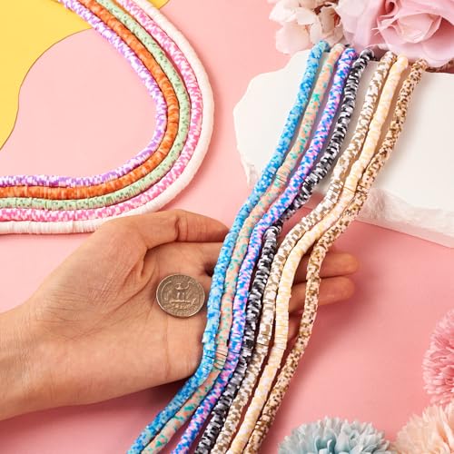 Elecrelive 12 Colors 5.5mm Clay Bead Strands Flat Polymer Clay Chip Beads Heishi Disc Loose Spacers for Bracelet Chocker Necklace Earring DIY Crafts - color: 12 Colors