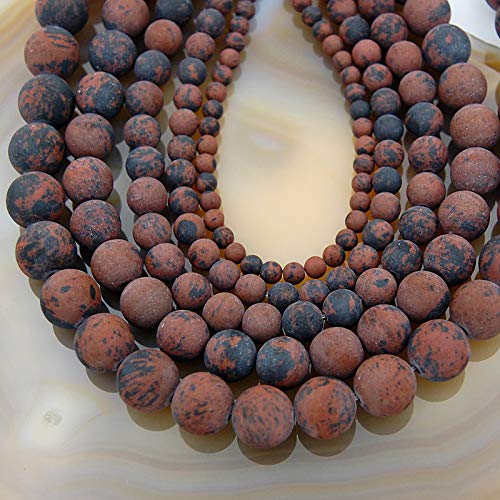 Natural Matte Gemstone Round Spacer Beads (4mm, Mahogany Obsidian) - color: Mahogany Obsidian, size: 4mm