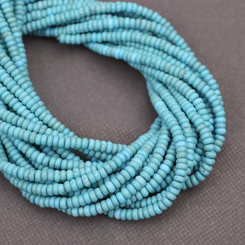 BONNY BOXX 1 Strand (150PCs) Natural 2 * 4mm Blue Turquoise Rondelle Beads, Natural Abacus Disk Stone Beads Loose Spacer Gemstone for DIY Bracelet Necklace Jewelry Making - color: Blue Turquoise, size: 2*4MM
