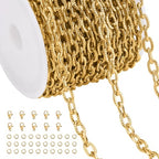 Jabogrii 16.4 Feet Gold Paperclip Jewelry Chains Bulk Stainless Steel Embossed Oval Link Chain for Jewelry Making - color: Embossed Paperclip Gold