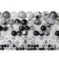 4MM 86PCS Natural Crystal Stone Black Rutile Quartz Gemstone 2A Grade Loose Beads for Jewelry Making DIY Bracelet Necklace Semi Precious Beads 1 Strand - color: Black Rutile Quartz, size: 4mm
