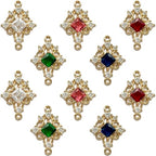Zirconia Connector Charms Crystal Gold Plated Brass Links for Jewelry Making Bracelet Necklace Earring Pendant Craft Supplies DIY Accessories - color: RhombusA-Mix-10Pcs