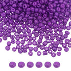 HARFINGTON 2000Pcs Small Glass Beads 6/0 4mm Loose Tiny Round Small Beads for Bracelet Earring Rings Jewelry Making, Purple - color: Purple