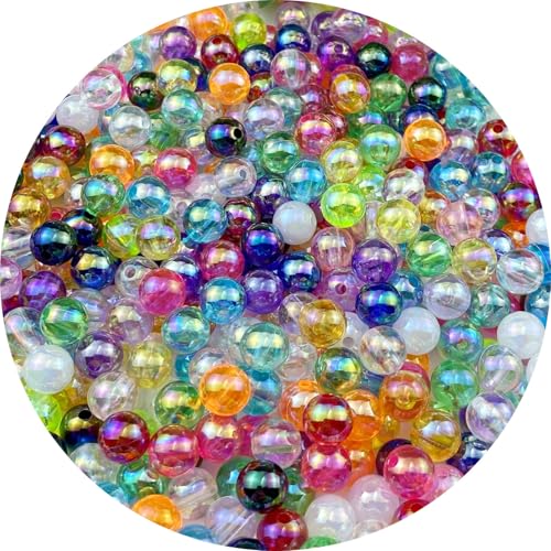 Jmassyang 200 Pieces 10mm Glossy Acrylic Round Beads AB Color Spacer Bubble Bead Plastic Crafts Bead for DIY Necklaces Bracelets Earrings Jewelry Making (Mixed Colors) - color: Mixed Colors, size: 10mm