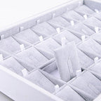Oirlv 28 Region Ring Display Tray Stackable Jewelry Organizer Trays Leather Rings Storage Case - size: 28 Grid Ring Insert Cards Tray