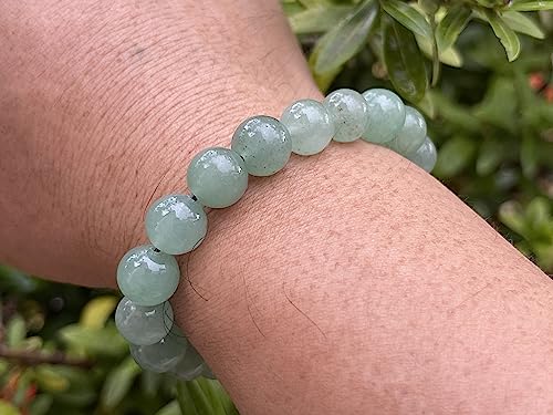 GAF TREASURES Grade A ++ Gemstone Round Bead Adjustable Bracelet 10mm, Genuine Crystal Bead Bracelet, Gift for Men & Women - color: Green Aventurine