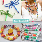 Greentime Pony Beads, 2800 PCS 9mm Bright Pearl Craft Beads for Bracelet Making Large Hole Bead Hair Bead for Friendship DIY Crafts - color: Rainbow 24 colors pearl style