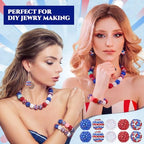 40 Pcs 20 mm Rhinestone Beads Bulk Crystal Round Disco Ball Chunky Bubblegum Beads for Pens Bracelets Charms Craft European Style Jewelry Making Supplies Christmas (4th of July Color) - color: 4th of July Color