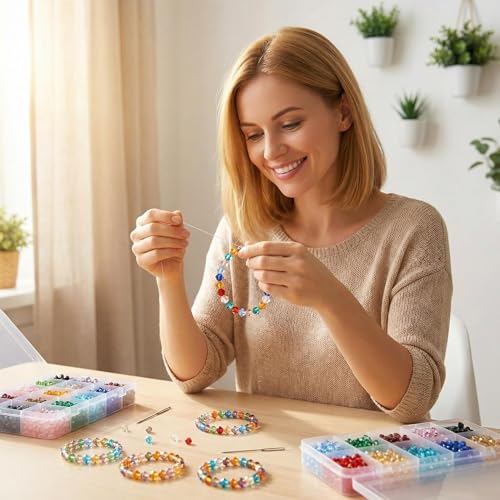 DIY 4mm 1000Pcs Bulk Faceted Bicone Crystal Glass Beads with Container Box Beads for Making Jewelry (Mixed Colors) - color: Mixed colors