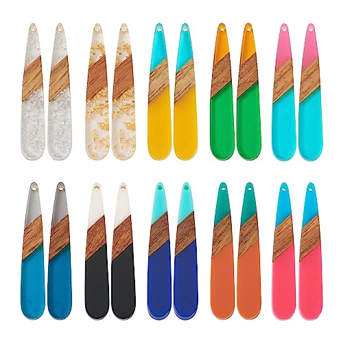 Beadthoven 20pcs/10 Pairs Teardrop Charms DIY Bohemian Earrings Pendants Assorted Colorful Western Charms Natural Wooden Pieces Tag Pendants for Jewelry Making Necklace Findings Women - color: Colorful Teardrop Shape