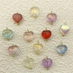 50pcs Glass Pendant Charms - Multicolor Theme Drops for Necklace Craft, Jewelry Making Supplies (Various Styles) - style: Heart 3#