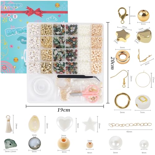 TOIPINIO Bracelet Making Kit Jewelry Making Supplies Kit Natural Stone Beads for Irregular Natural Stone with for DIY Craft -1736 PCS Friendship Bracelet/Necklace/Earrings for Adults (Indian Jasper) - color: Indian Jasper