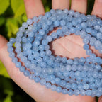 6mm Natural Stone Beads 65pcs Aquamarine Polished Round Smooth Crystal Loose Gemstone Beads for Jewelry Making DIY Bracelet Necklace Earring Crafts Supplies - color: Aquamarine 6mm-65pcs