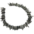rockcloud Natural Rock Crystal Points Titanium Coated Clear Quartz Sticks Spikes Top Drilled 15 inch Strand,Deep Grey - color: #23-Deep Grey(Small)
