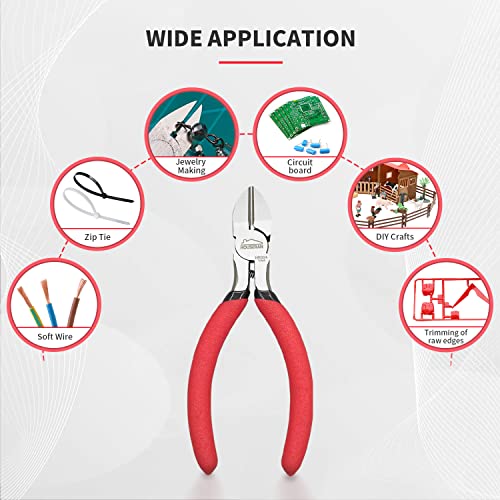 5 inch Wire Cutters, 5 Pack Diagonal Cutters, Side Cutters, Wire Cutter Set, Wire Snips, Small Diagonal Cutters with Spring Loaded, Diagonal Cutting Pliers for Crafts, Jewelry Making - color: 5 Inch 5 Pack
