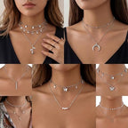 Kenning 30 Pcs Mother's Day Necklace Gifts Bulk Pendant Necklace Set for Women Gold Plated Acrylic Adjustable Clavicle Chain with Card - color: Silver, style: Classic Mixed Style