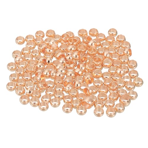 uxcell 200Pcs Round Crimp Beads, 4mm Metal Spacer Loose Beads Metal Clamp Ends Tiny Stoppers Bead for Bracelet Jewelry Making Craft DIY, Rose Gold - color: Rose Gold, size: 4mm