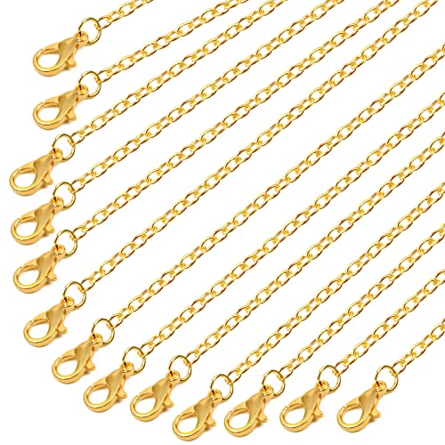 30 Pack Necklace Chains Gold Plated Necklace Bulk Link Cable Chain with Lobster Clasps for Jewelry Making Supplies(18Inch, 2mm) - color: Gold