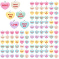 108 Pcs 6 Different Words Valentine's Day Candy Heart Charms Pendant DIY Heart Earring Charms Craft Supply for Jewelry Making
