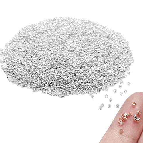 4000 Pieces 2mm Metal Round Crimp Beads Spacer Stoppers Beads Clamp Ends Metal Bead Spacers for DIY Bracelet Jewelry Making (Silver) - color: Silver
