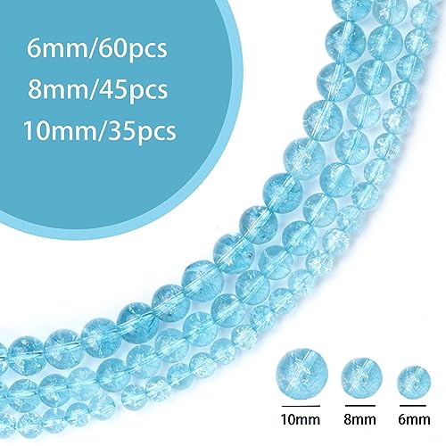 60pcs 6mm Natural Blue Topaz Gemstone Beads Energy Healing Crystal Round Loose Stone Beads for Jewelry Making, DIY Bracelets Necklaces - color: Blue Topaz, size: 6mm