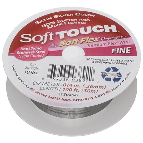 Soft Flex 21 Strand Stringing Wire - Flexible Braided - Fine 0.14 Diameter - Jewelry Making Bead Wire - Satin Silver - style: 100 Feet