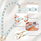 Marble Beaded Phone Wrist Strap,Detachable Phone Bracelet Strap with Tether Tab,Hands-Free Wristlet Strap (Sky Blue Cat's Eye) - color: Sky Blue Cat's Eye