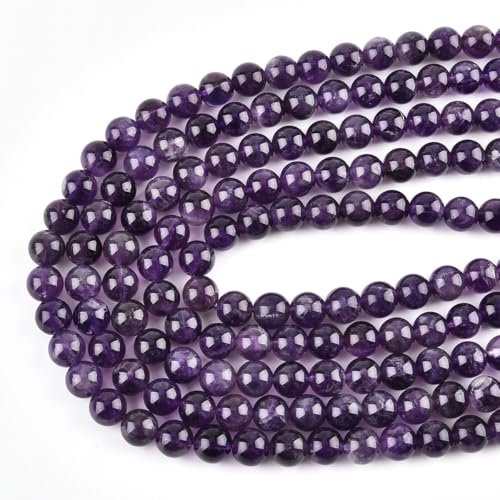 10mm Natural Amethyst Beads Round Gemstone Loose Beads for Jewelry Making (38pcs/Strand) - color: Amethyst, size: 10mm