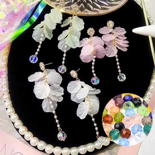 Crystal Glass Beads 400 Pieces 4mm Round Faceted Glass Spacer Beads for Jewelry Making Bracelet Earring Necklace DIY Craft Supplies(Pink AB) - color: Pink AB, size: 4mm