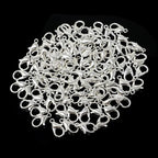 Yueton Curved Lobster Clasps-100pcs 7x12mm Silver Plated Lobster Claw Clasps DIY Jewelry Fastener Hook,Necklace DIY Fasteners (Silver) - color: Silver