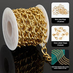 UMAOKANG 6.6 Feet Gold Plated Chain for Jewelry Making Stainless Steel Twist Cable Jewelry Chain Roll with Jewelry Supplies Findings - color: Cable (Gold)