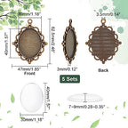 PH PandaHall 5pcs Pendant Tray Oval Charms Cabochon Bezel and 5pcs 40x30mm Glass Cabochon Dome Tiles Clear Cameo Memorial Photo Pendant for Bouquet Wedding Brides Graduation Charm - color: Antique Bronze Oval - 5 Sets