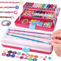 TingingYuli Friendship Bracelet Making Kit for Girls 8-12, DIY String Bracelet Maker with 3-Layer Storage Box, Arts and Crafts for Kids Ages 6-12, Easter Christmas Birthday Gift Set - color: Pink/Red
