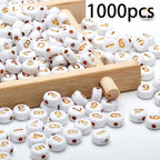 1000pcs Acrylic Number Beads 0-9 Round 4x7mm Mixed for Jewelry Making and DIY Bracelets, Necklaces, Key Chains (White/Gold) - color: White-Gold