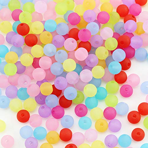 Tegg Matte Loose Bead 500PCS 6mm Mixed Colour Round Transparent Frosted Jewelry Glass Beads