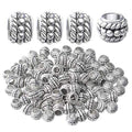 BronaGrand 100pcs Tibetan Antique Silver Large Hole Spacer Beads Alloy European Rondelle Beads Spacers Loose Spacers Jewelry Bead Charms for DIY Jewelry Crafts Making(8×6mm, Hole:4.5mm) - color: Silver16