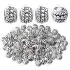 BronaGrand 100pcs Tibetan Antique Silver Large Hole Spacer Beads Alloy European Rondelle Beads Spacers Loose Spacers Jewelry Bead Charms for DIY Jewelry Crafts Making(8×6mm, Hole:4.5mm) - color: Silver16