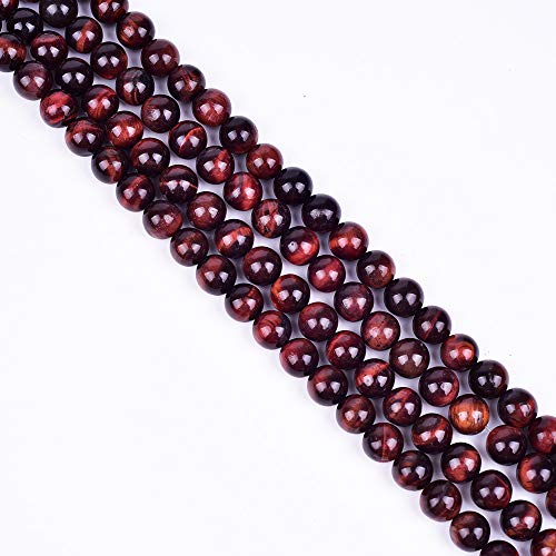 Natural Round AAA+ Red Tiger Eye Gemstone Loose Beads Energy Stone Healing Power for Bracelet Jewelry Making 1 Strand 15"（6mm,60pcs） - color: red, size: 6mm