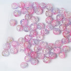 100Pcs 10mm Crackle Glass Beads for Jewelry Making - Round Spacer Crystal Beads Bulk, DIY Craft Supplies for Necklace Bracelet Earrings (Pink Light Purple) - color: Pink Light Purple