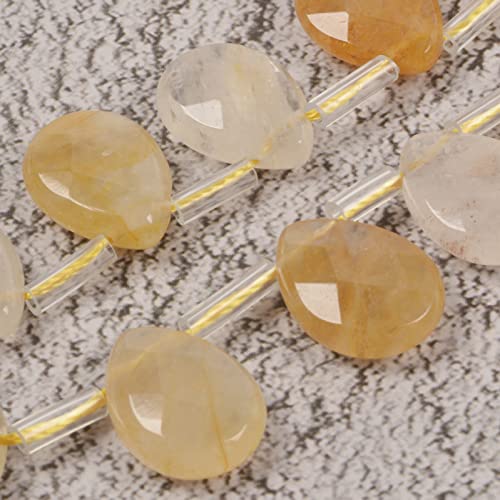 Natural Yellow Phantom Quartz Faceted Teardrop Healing Gemstone Loose Beads for Jewelry Making Strand 15 Inch - color: Yellow Phantom Quartz