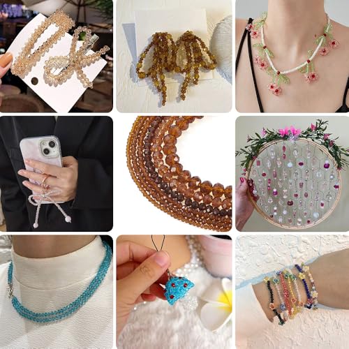6 Strands Transparent Faceted Glass Beads 3/4/6/8mm Crystal Rondelle Glass Loose Spacer Beads for DIY Bracelet Necklace Wristband Keychain Jewelry Craft Making 2.3~8x2~6mm, Dark Goldenrod - color: 3/4/6/8mm-Dark Goldenrod