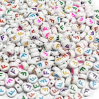 500PCS 4x7mm Acrylic Letter Beads F for Friendship Bracelets Jewelry Making, White Round Flat Acrylic with Colourful Alphabet Beads for DIY Crafts Bracelets Necklaces Key Chains Phone Lanyard - color: F(colourful on white)