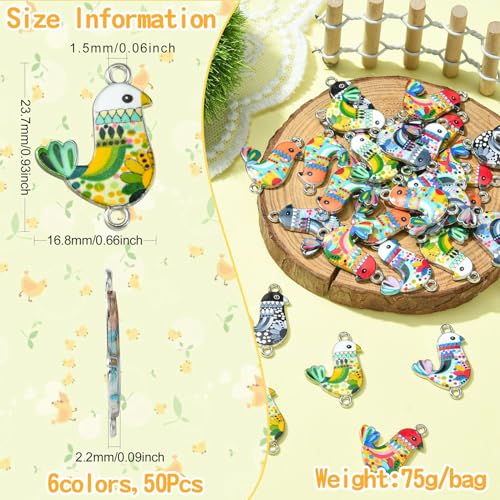 DanLingJewelry 50Pcs Random Bird Links Enamel Animal Connector Colorful Flying Animal Bird Dangle Charms for DIY Craft Jewelry Making - color: 50pcs - Bird - Random