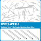 PH PandaHall 500pcs 15mm Long Stainless Steel Tube Beads Straight Tube Charms Metal Smooth Finding Beads for Jewelry Crafts Making Findings - size: 15mm long