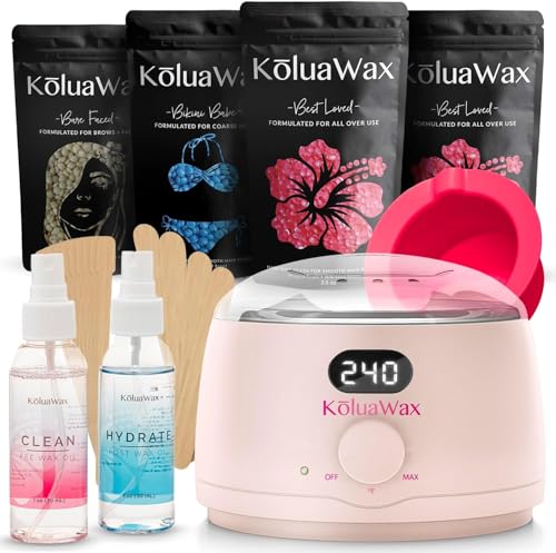 KoluaWax Premium Waxing Kit for Women - Beginner Friendly - Complete Wax Kit that includes 14oz of Wax Beads, Applicator, Pre and Post Care, Suitable for Sensitive Skin (Blush) - Mothers Day Gifts - color: Blush