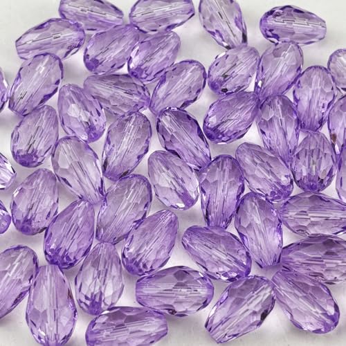 100pcs 8x12mm Teardrop Crystal Glass Beads for Jewelry Making, Faceted Vertical Hole Teardrop Glass Spacer Beads for Wind Chimes Bracelet Earring Necklace DIY Craft(Crystal Purple) - color: Crystal Purple, size: 8x12mm