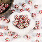 15Pcs Acrylic Beads Round 16mm Strawberry Print Fit for DIY Jewelry Bracelet Necklace Keychain Beadable Pens Mobile Phone Chain Making Cute (Strawberry) - color: Strawberry-White